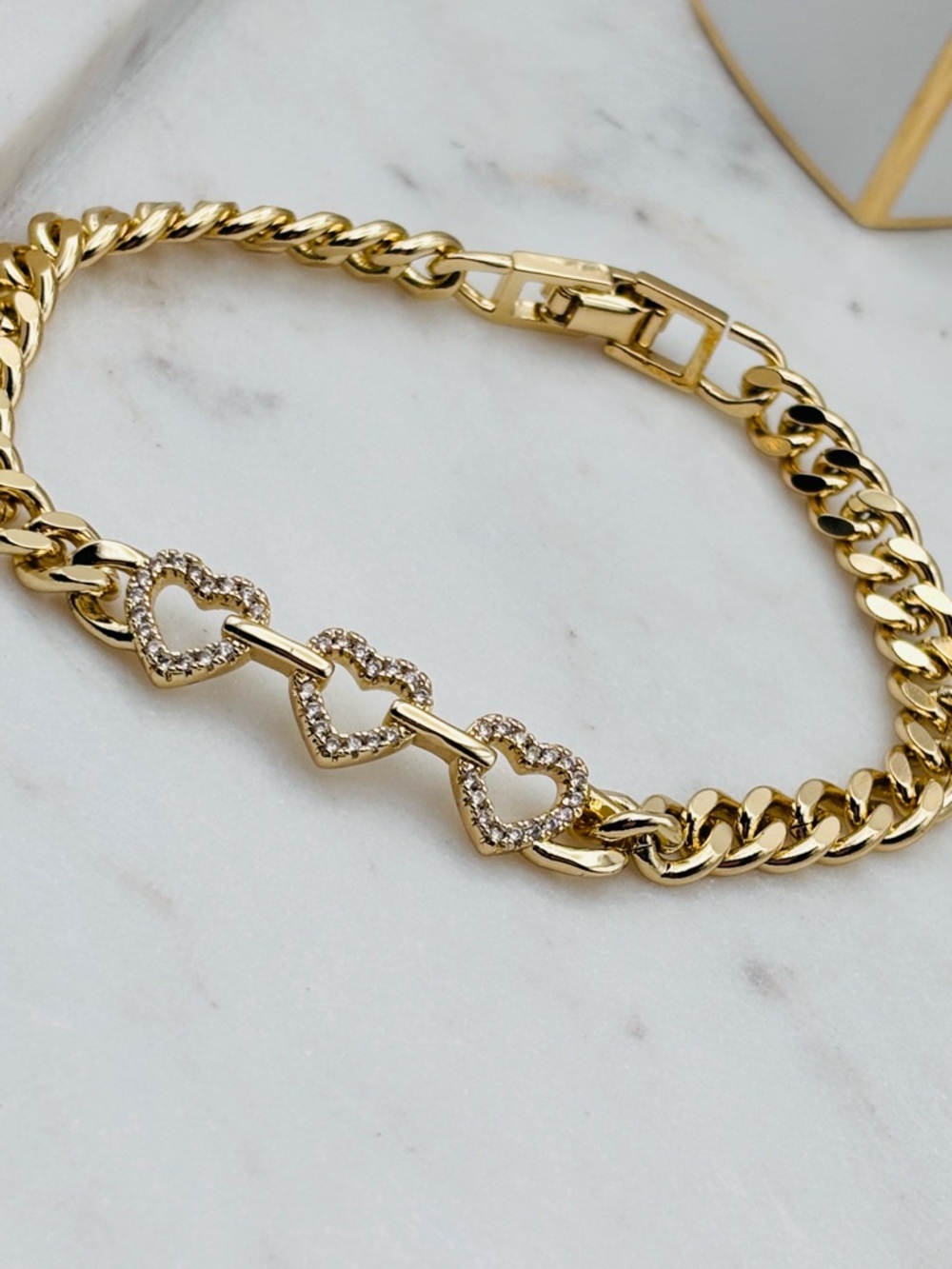 Gold Heart Link Bracelet - Women Jewelry